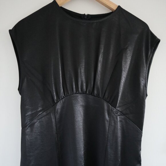 Halara satin midi dress, black, L - elegant women's office cocktail dress - Picture 1 of 7